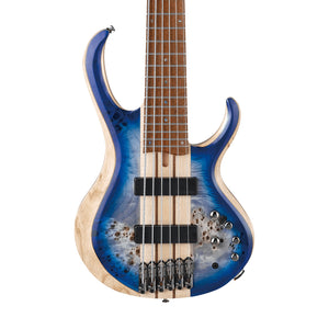 Ibanez Premium BTB846-CBL 6-String Electric Bass Guitar w/Gig Bag, Cerulean Blue Burst Low Gloss