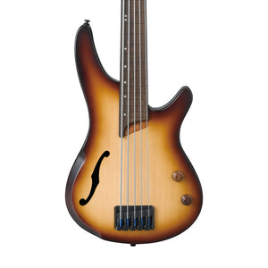 Ibanez SRH505F-NNF 5-String Electric Bass Guitar, Natural Browned Burst Flat