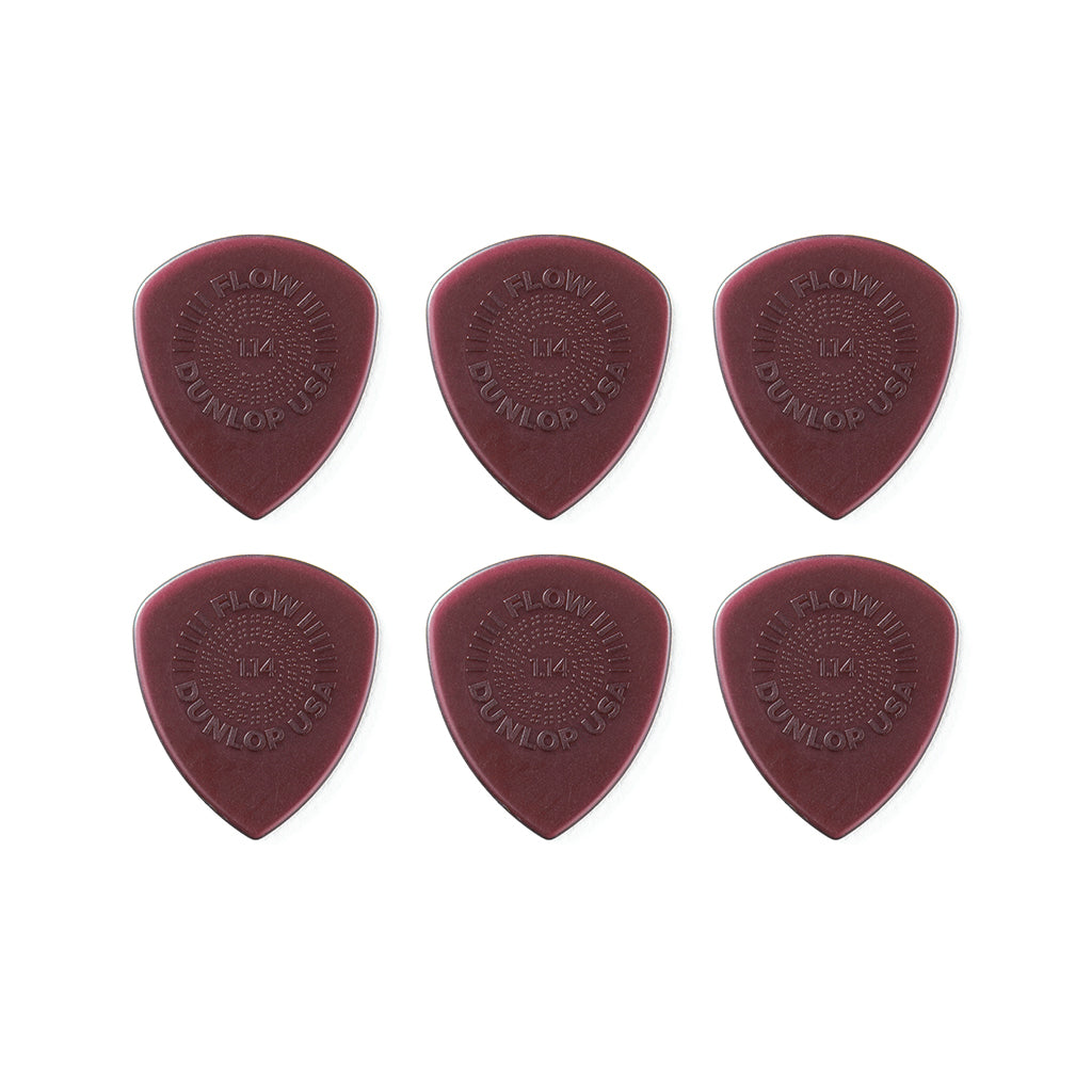 Jim Dunlop 549P114 Flow Standard Grip Picks, 1.14mm, 6-Pack