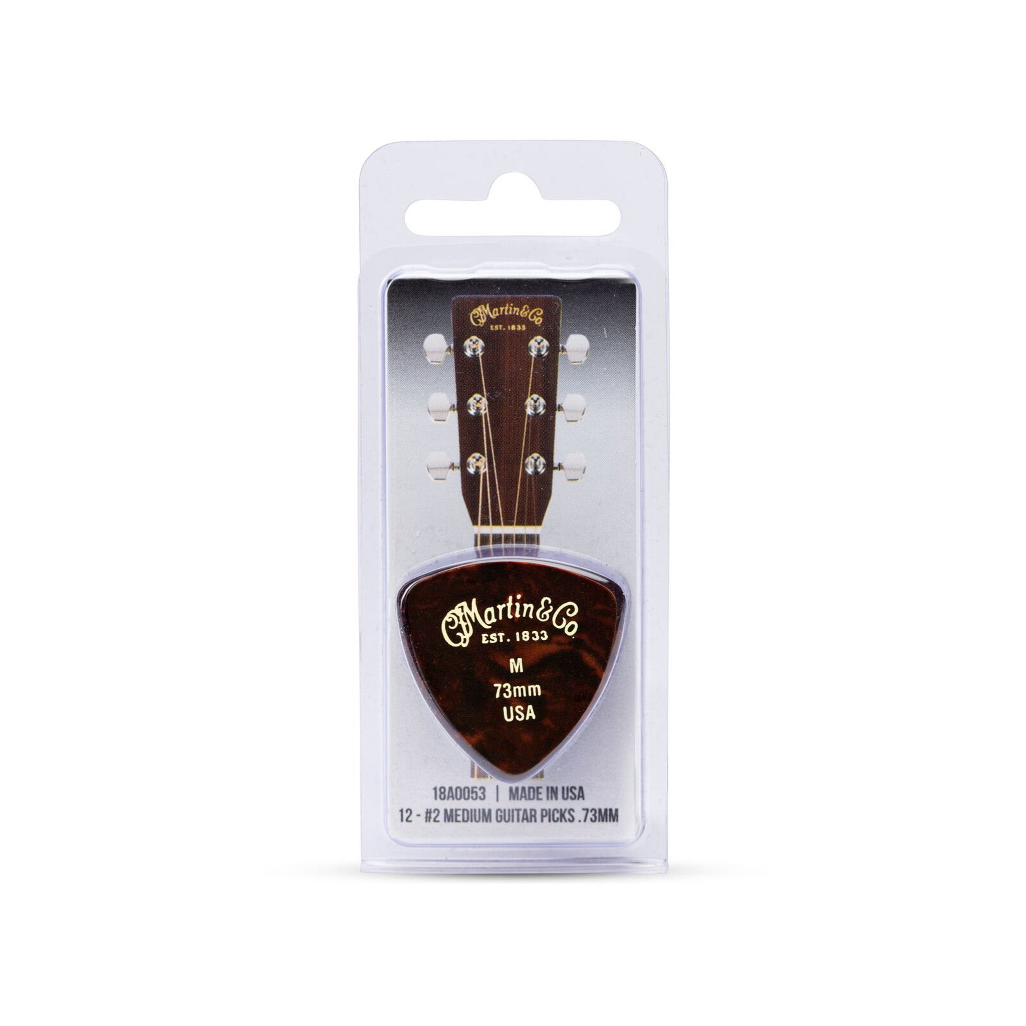 Martin 18A0053 Faux Tortoise 346 Medium Guitar Picks, .73mm, 12-Pack