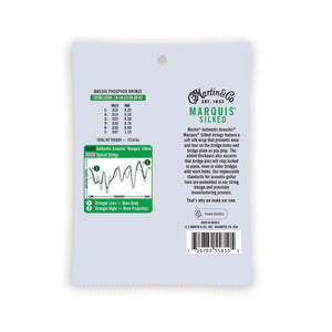 Martin Authentic Marquis Silked 92/8 Phosphor Bronze Acoustic Guitar Strings, Extra Light
