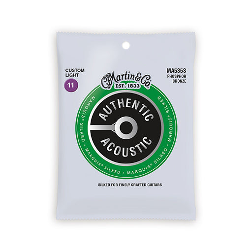 Martin 41Y18MA535S Authentic Marquis Silked Phosphor Bronze Acoustic Guitar Strings, Custom Light