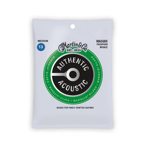 Martin MA550S Authentic Acoustic Marquis Silked Phosphor Bronze Acoustic Guitar Strings, Medium, 13-56