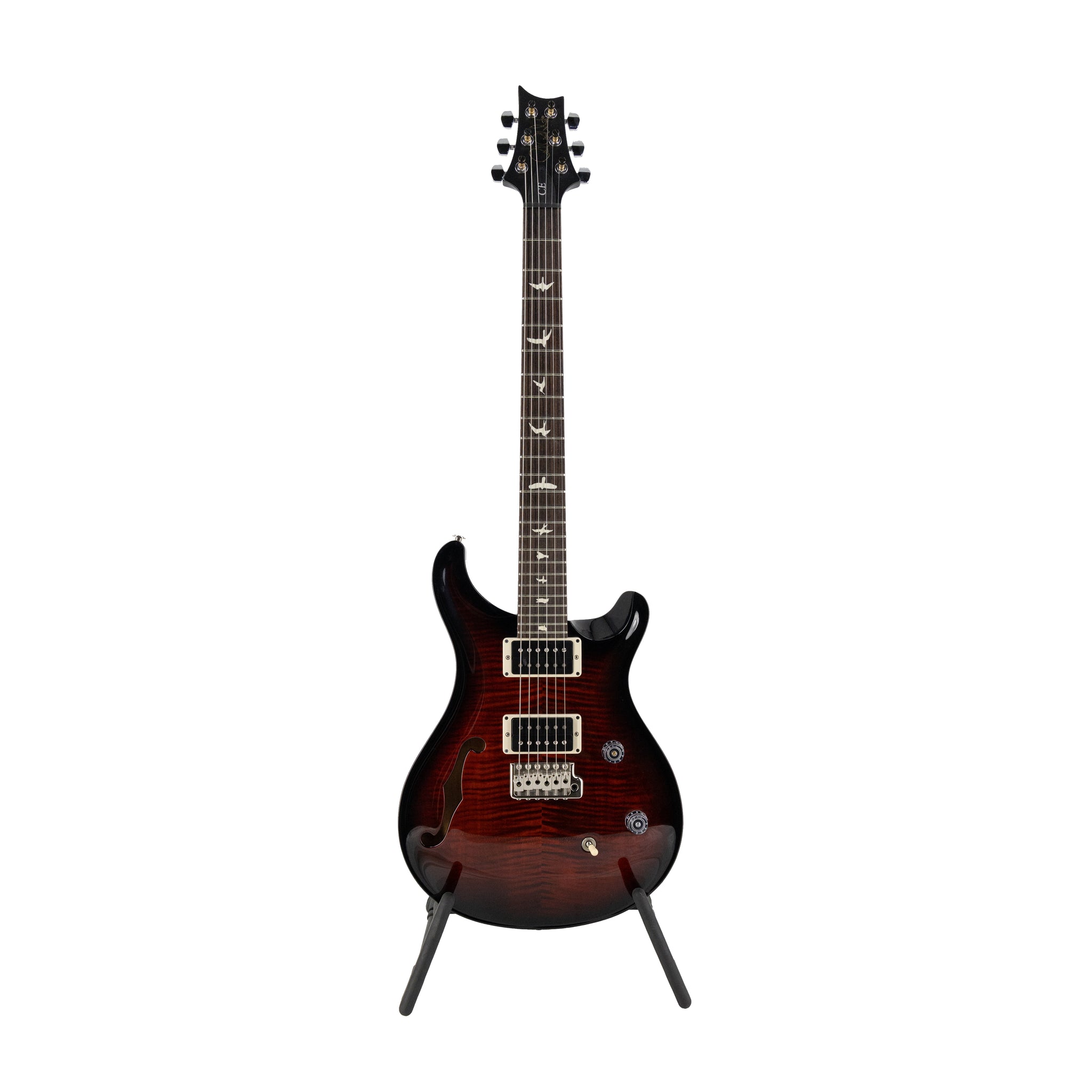 PRS CE24 Semi-Hollow Electric Guitar w/Bag, Scarlet Red Smokewrap Burst/Black Neck