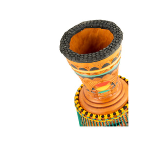 MEINL Percussion AE-DJTC2-L 12inch Artisan Edition Tongo Carved Djembe, Coloured Ornamental Carving