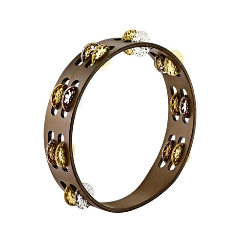 MEINL Percussion TA2VM-WB Vintage Wood Tambourine, Mix Jingles(Nickel & Brass), Walnut Brown