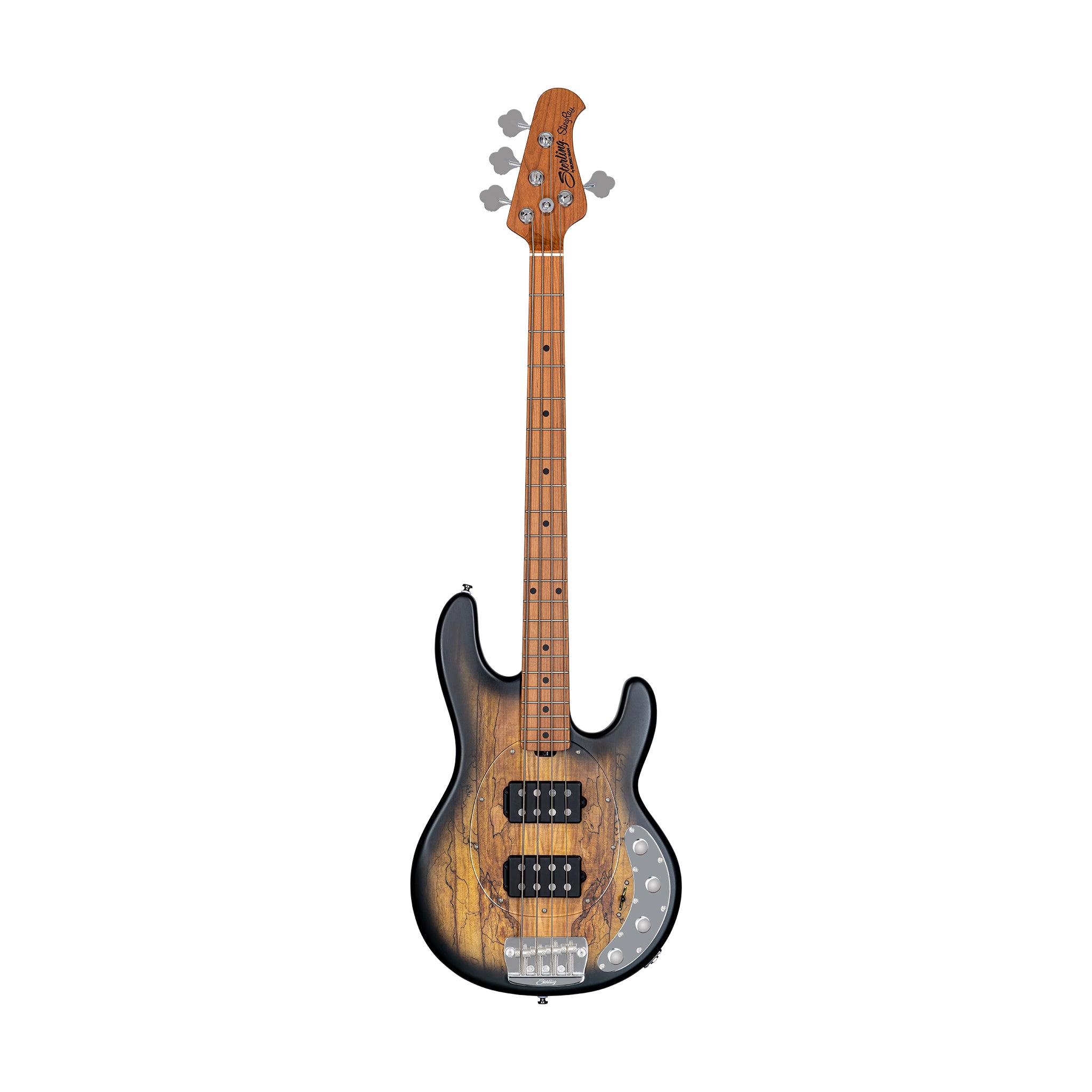 Sterling by Music Man StingRay HH Electric Guitar, Natural Spated Maple Burst Satin