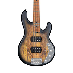 Sterling by Music Man StingRay HH Electric Guitar, Natural Spated Maple Burst Satin