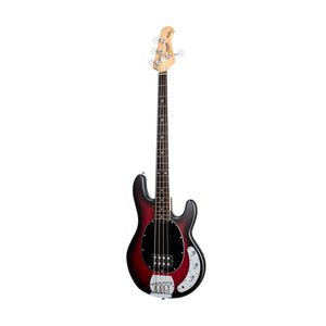Sterling S.U.B Series RAY4 4-String Electric Bass Guitar, RW FB, Red Ruby Burst Satin (RAY4-RRBS-R1)