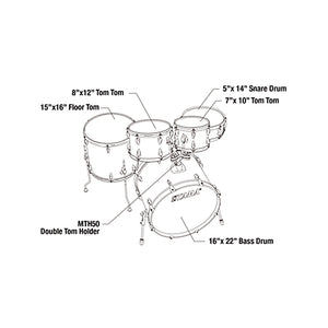 TAMA IE52KH6W-VWS Imperialstar 5-Piece Drum Kit w/Hardware, No Cymbals, Vintage White Sparkle