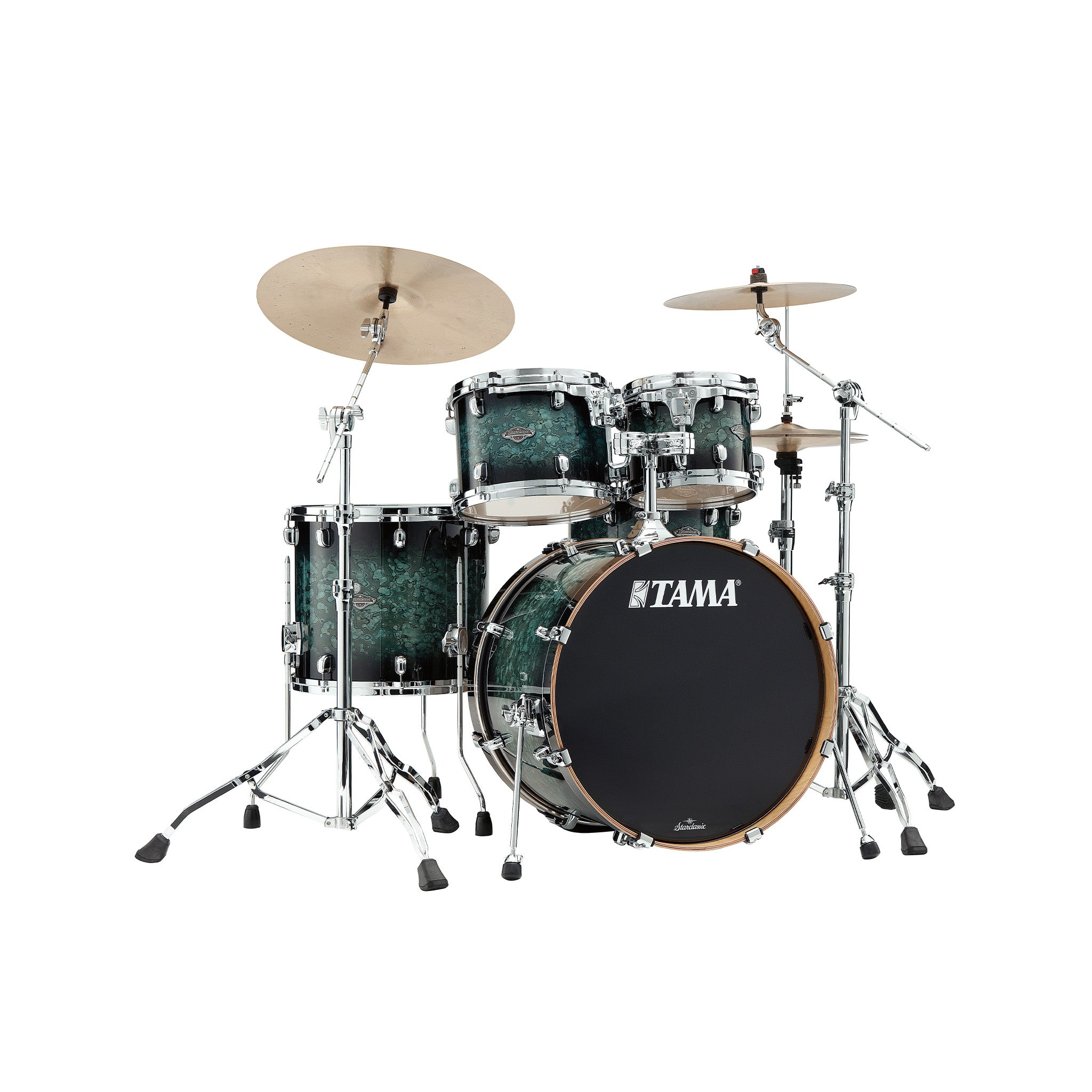 TAMA MBS40RS-MSL Starclassic Performer Limited 4-Pc Drum Shell Kit, Molten Steel Blue Burst